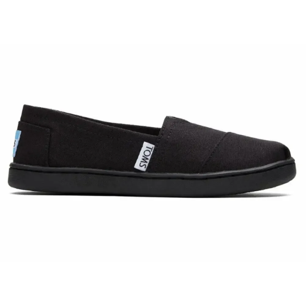 TOMS Unisex Black Canvas Alpargata Shoes Size 5T
